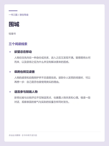 围城 · 三个阅读线索